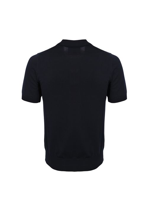 Polo in filato di cotone Blu notte Alpha studio | AU-5001B1001